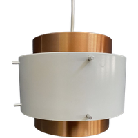Metal, White And Brass Color Pendant Lamp By Veb 1960s