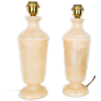 Hollywood Regency Alabaster Lampen Marmer Roze thumbnail 1