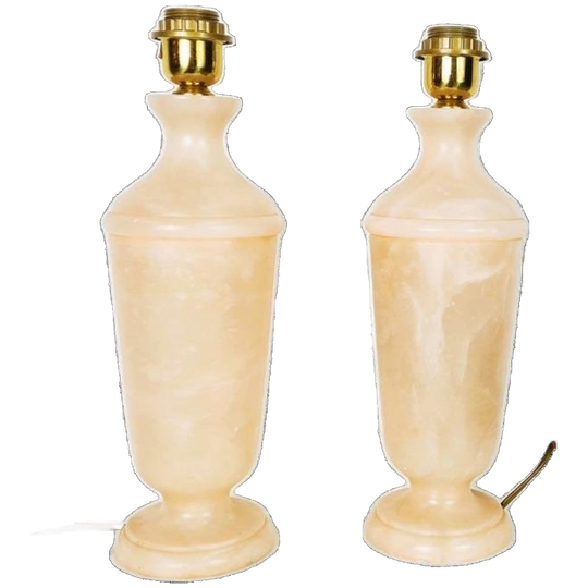 Hollywood Regency Alabaster Lampen Marmer Roze 1