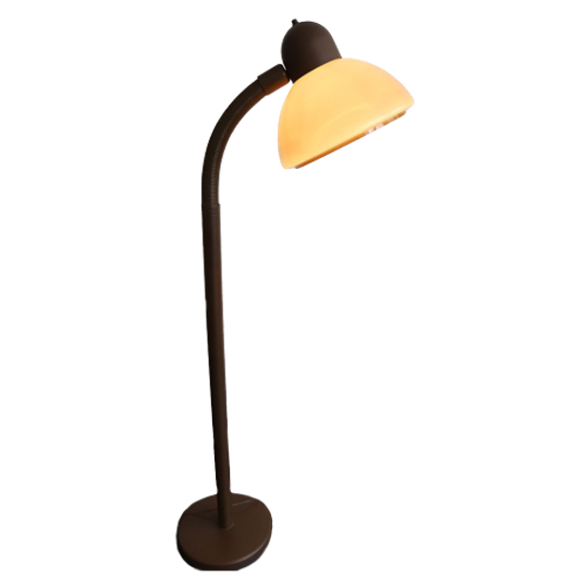 Vintage Herda Vloerlamp Bruin Met Mushroom Kap, Amsterdam Jaren '60/'70 1