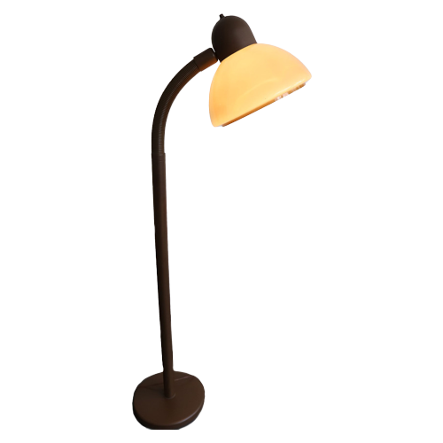 Vintage Herda Vloerlamp Bruin Met Mushroom Kap, Amsterdam Jaren '60/'70