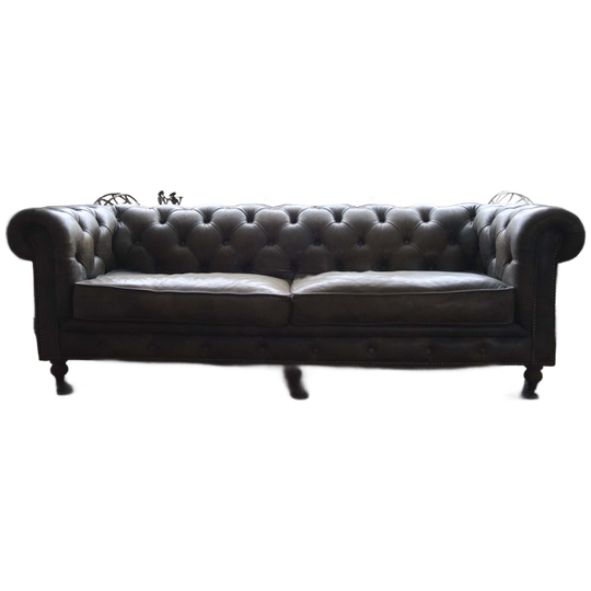 Eleonora Bank 'chesterfield' Vintage Leder, Taupe/antraciet 1