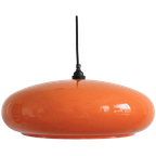 Vintage Jaren 70 Hanglamp Kunststof Oranje thumbnail 1