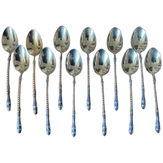Hardy Freres. Massief Zilveren Koffielepels. 12 Stuks. 1