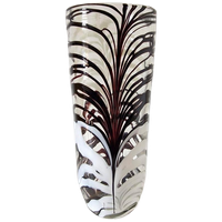 Vintage Glazen Vaas Mondgeblazen Zwart Witte Vaas