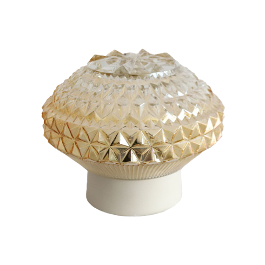 Vintage Glazen Plafonnière Met Prachtige Amber Gloed, Jaren '60 1