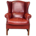 Grote Schapenleren Vintage Engelse Oorfauteuil thumbnail 1