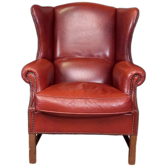 Grote Schapenleren Vintage Engelse Oorfauteuil 1