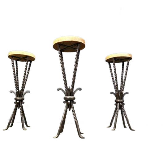 Vintage French Wrought Iron Bar Stools, 1960s - Set Of 3 1