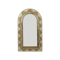 Kleine Koperen Spiegel Oosters Decoratief Patroon Handgemaakt
