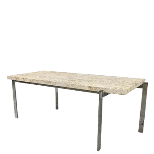 Vintage Travertine And Chrome Coffee Table, 1970s 1