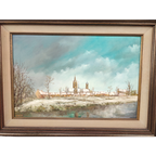 Georges Tahon - Schilderij - Nieuwpoort In De Winter thumbnail 1