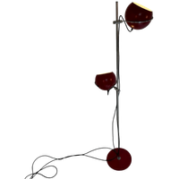 Gepo - Space Age Design / Mcm Floor Lamp With Two Shades - Burgundy / Red - Fully Restored Piece