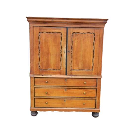Biedermeier Kabinet Kast Kersen Of Linnenkast 1