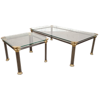 Set Van 2 Vintage Chroom / Messing Salontafels