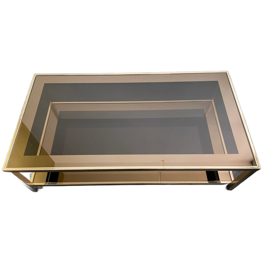 24krt Gold Plated And Smoked Glass Coffee Table, Dewulf Selection By Belgo Chrom 1