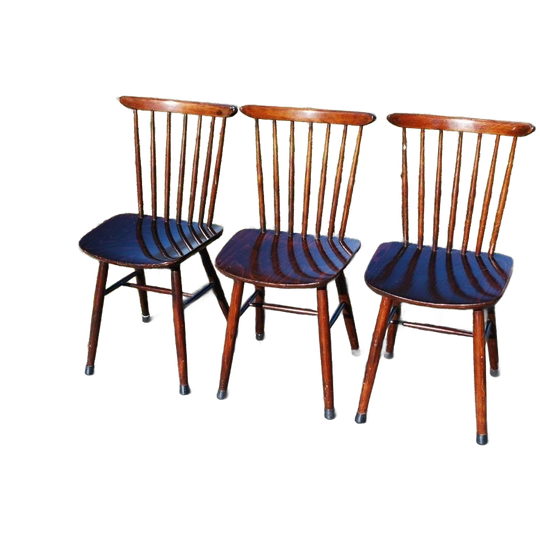 Vintage Houten Spijlenstoelen (3) 1