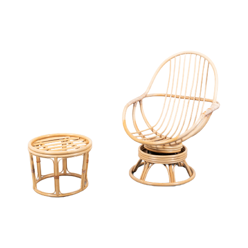 Vintage Bamboo Lounge Chair / Bamboe Fauteuil