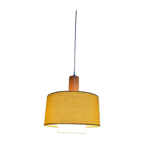 Vintage Jaren 60 Scandinavisch Design Hanglamp Met Gele Kap