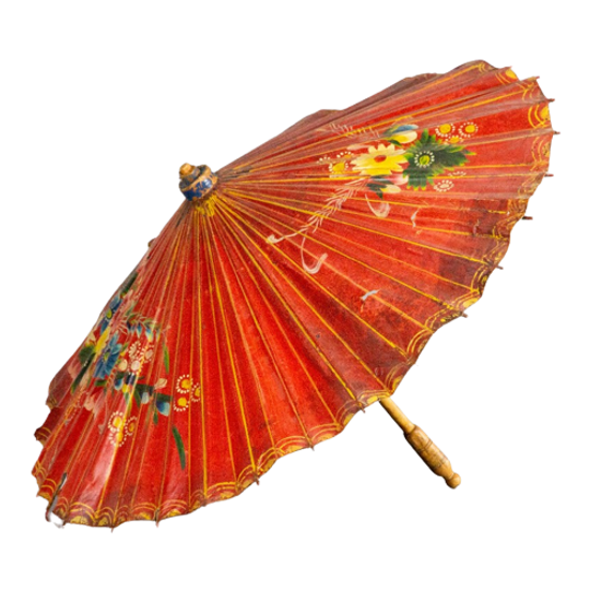 Antieke Handgeschilderde Papieren Parasol 1