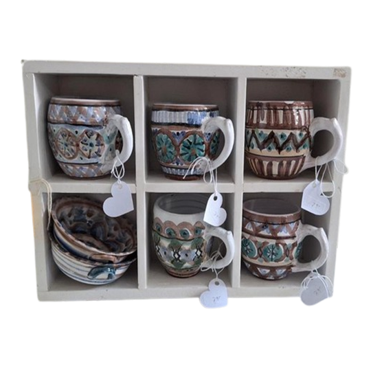 Set Van 6 Vintage Handgedraaide Mokken, Keramisten Atelier 1