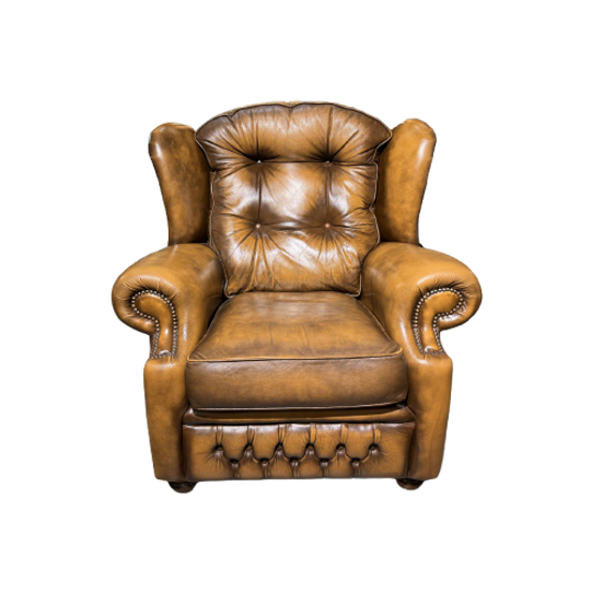 Engelse Chesterfield Fauteuil Springvale Model Suzanne Tabacco Bruin 1