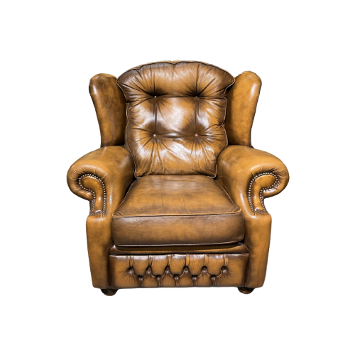 Engelse Chesterfield Fauteuil Springvale Model Suzanne Tabacco Bruin