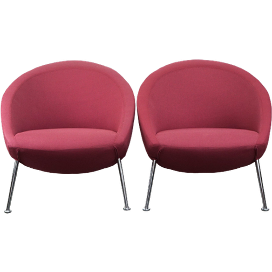 Set Paarse Vintage Artifort Design Fauteuils Model Hanna In Correcte Staat 1