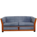 Geweldige Schuitema Art Deco Design Bank Met Mooie Blauwe Nubuck Lederen Bekleding thumbnail 1
