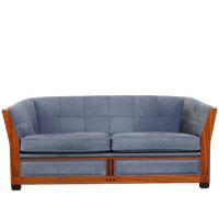 Geweldige Schuitema Art Deco Design Bank Met Mooie Blauwe Nubuck Lederen Bekleding