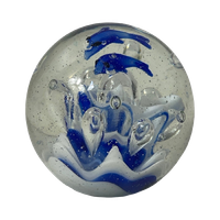 Handmade - Murano - Presse Papier / Paperweight - Two Dolphins Jumping Over A Wave