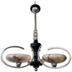 Lamp Hanglamp Art Deco 1930 3 Arms Glazen Kelken Frans thumbnail 1
