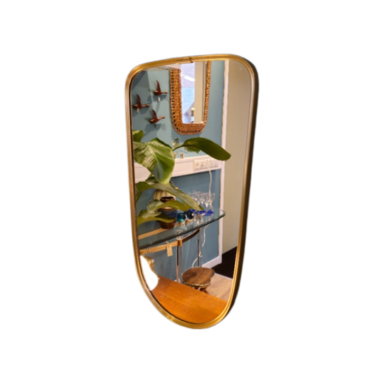 Vintage Wandspiegel Spiegel Mirror Messing Goud 1