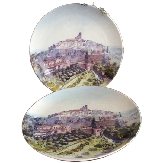 2 X Schoonhoven Keramiek Kunst Borden/ Wandborden 31cm 1