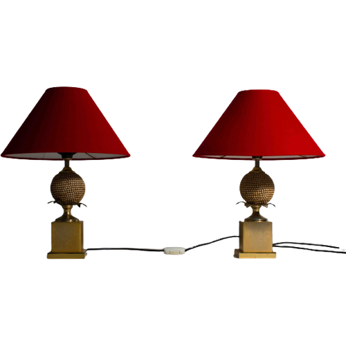 Vintage Set Van Messing Tafellampen In Regency Stijl