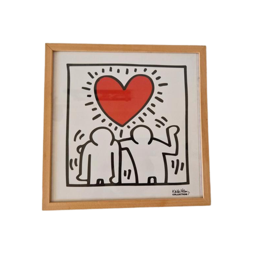 Keith Haring A Heart In Love Print In Lijst