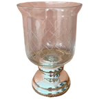 Windlicht / Kaarsenhouder Van Glas Op Zilverkleurige Voet thumbnail 1