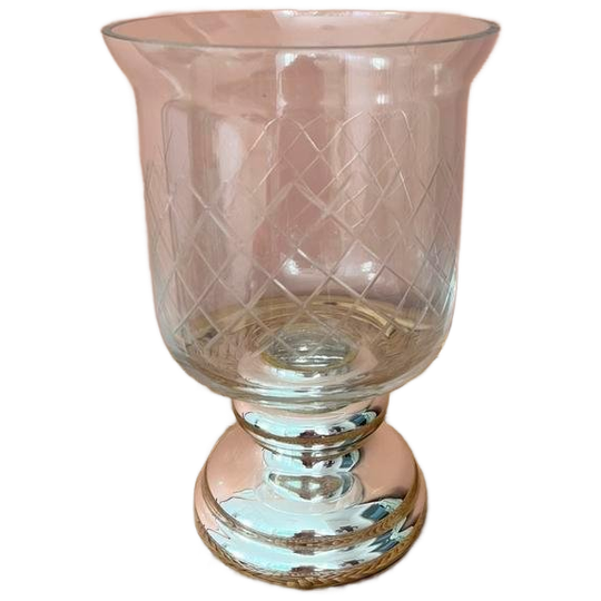 Windlicht / Kaarsenhouder Van Glas Op Zilverkleurige Voet 1
