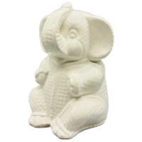 Vintage Bloempot Olifant Wit Motief
