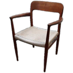 Niels Otto Møller Armchair No. 65 In Teak Met Gevlochten Katoen Zitting . thumbnail 1