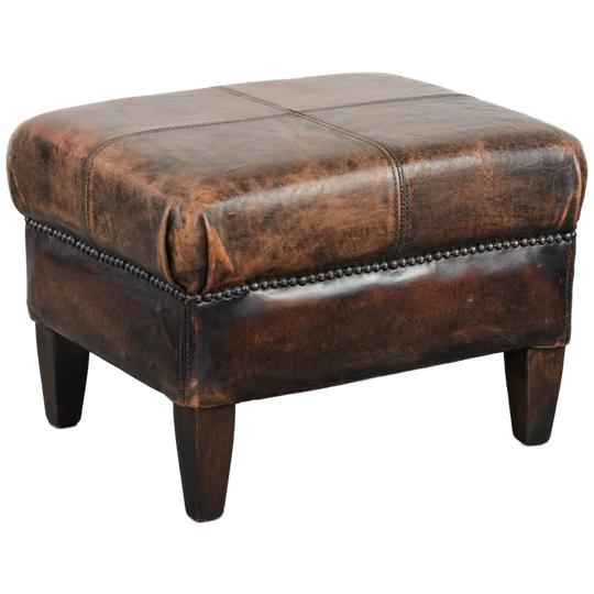 Sierlijke Vintage Schapenleren Hocker Met Mooie Kleuren En Geweldige Details 1