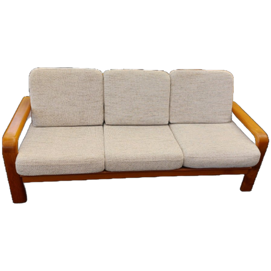 Vintage Deens Design Drie-zits Bank Teak 70s 1