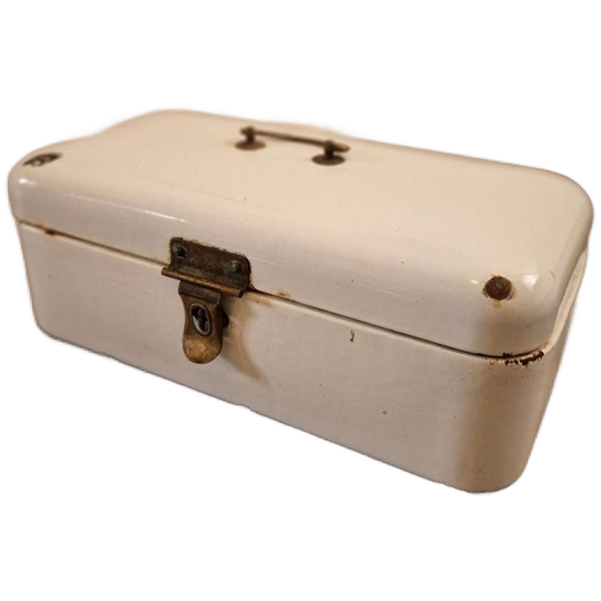 Vintage Witte Emaille Brooddoos Broodtrommel Bak 1
