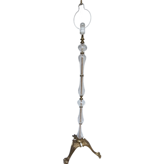 Vintage Staande Schemerlamp/ Vloerlamp Met Venetiaans Glas 1