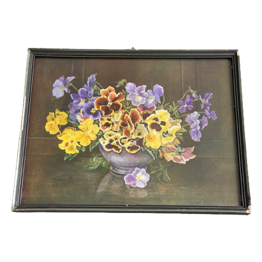 Vintage Stilleven Prent Van Margaret Lewington Met Viooltjes 1