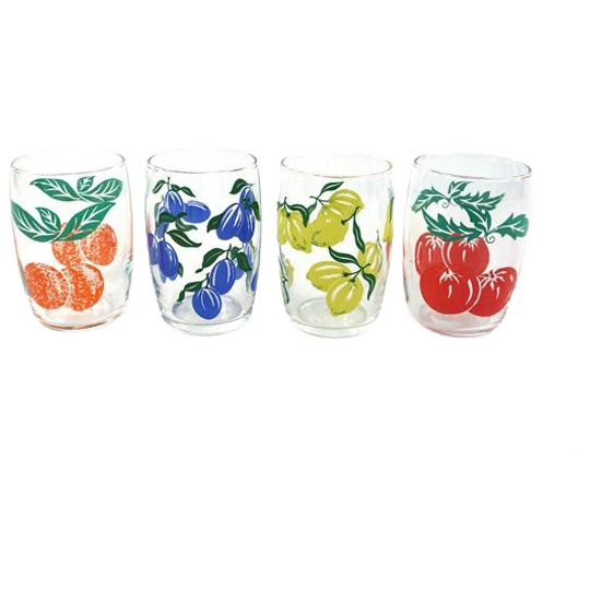 4 Vintage Fruit Glaasjes 1