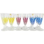 Set Vintage Vmc France Reims Champagne Glazen Harlequin 1960’s thumbnail 1