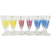 Set Vintage Vmc France Reims Champagne Glazen Harlequin 1960’s