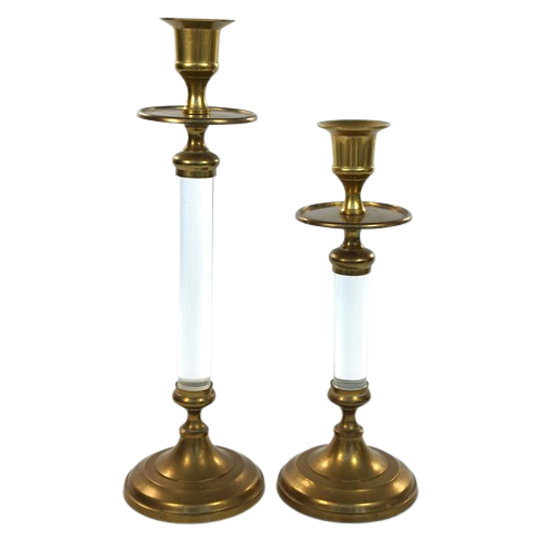 2 Kandelaars Messing Met Glas 1