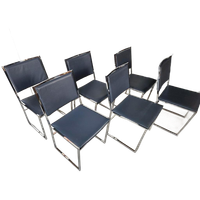 Vintage Stoelen, Chrome Blauw, Set Van 6